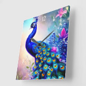 Beautiful Fantasy Peacock Quadratische Wanduhr (Winkel)