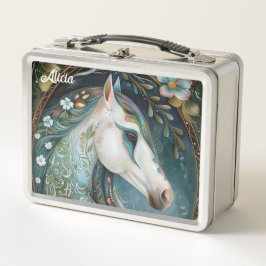 Beautiful Fantasy White Horse Metall Brotdose