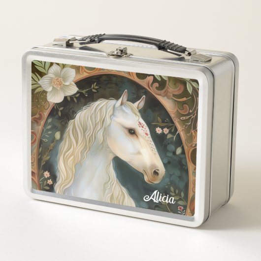 Beautiful Fantasy White Horse Metall Brotdose (Vorderseite)