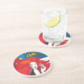 "Beautiful Fashion Woman with Coffee Cup" Pop Art Getränkeuntersetzer (Seite)