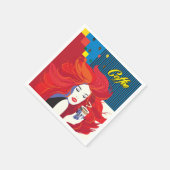"Beautiful Fashion Woman with Coffee Cup" Pop Art Serviette (Ecke)