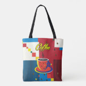"Beautiful Fashion Woman with Coffee Cup" Pop Art Tasche (Rückseite)