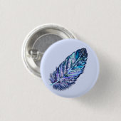 Beautiful Feather Blue Button - Custom Colors (Vorne & Hinten)