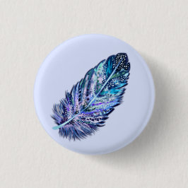 Beautiful Feather Blue Button - Custom Colors