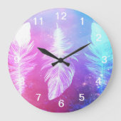 Beautiful Feathers in Space Große Wanduhr (Vorderseite)