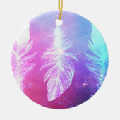 Beautiful Feathers in Space Keramik Ornament (Vorne)