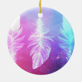 Beautiful Feathers in Space Keramik Ornament (Hinten)