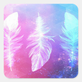 Beautiful Feathers in Space Quadratischer Aufkleber