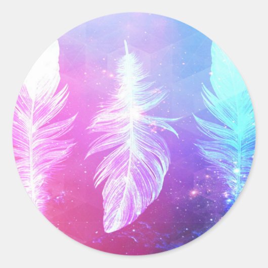 Beautiful Feathers in Space Runder Aufkleber (Vorderseite)