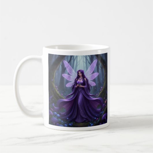 Beautiful February Amethyst Fairy Kaffeetasse (Links)
