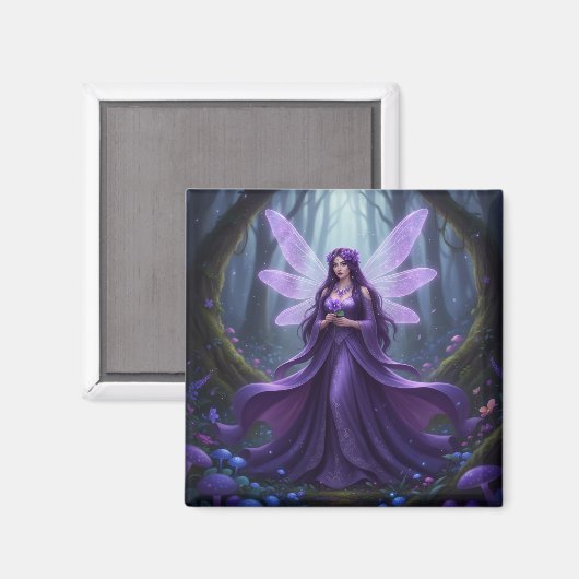 Beautiful February Amethyst Fairy Magnet (Vorderseite/Rückseite)
