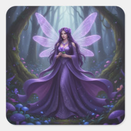 Beautiful February Amethyst Fairy Quadratischer Aufkleber