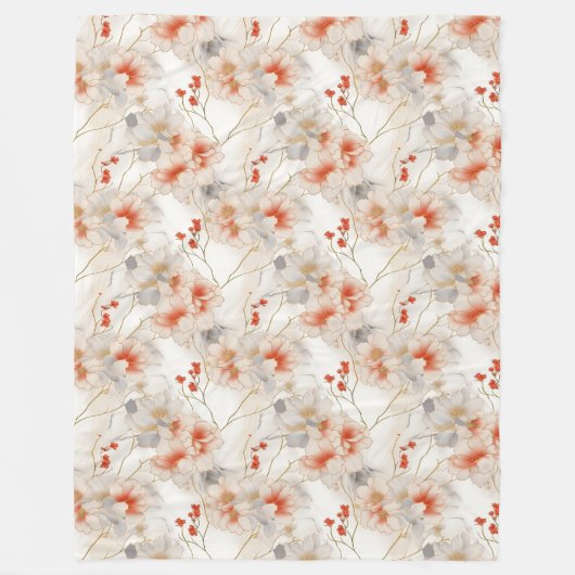 Beautiful Feminine Peach Red Floral Fleecedecke (Vorderseite)