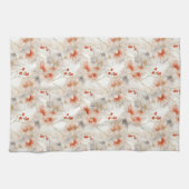 Beautiful Feminine Peach Red Floral Geschirrtuch (Horizontal)