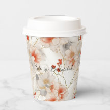 Beautiful Feminine Peach Red White Floral
