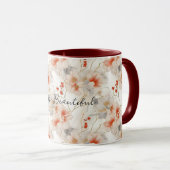 Beautiful Feminine Peach Red White Floral Tasse (VorderseiteRechts)