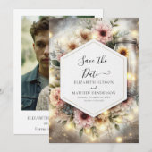Beautiful Field Mason Jar Wedding Save The Date (Vorne/Hinten)