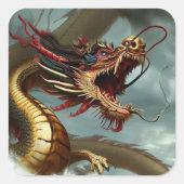 Beautiful Fierce Red Dragon Quadratischer Aufkleber (Vorderseite)