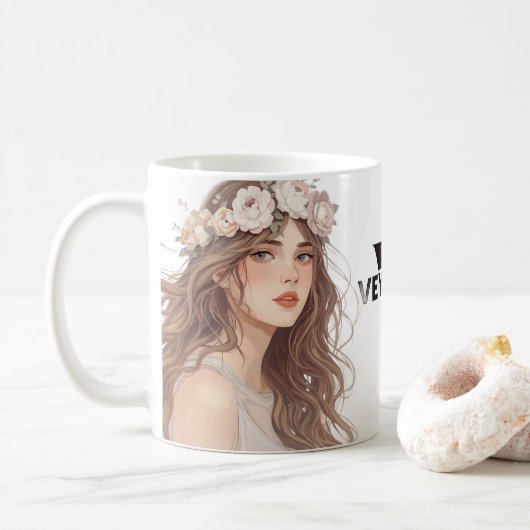 Beautiful Floral Anime Girl – Soft Pastel Aesthe Kaffeetasse (Mit Donut)
