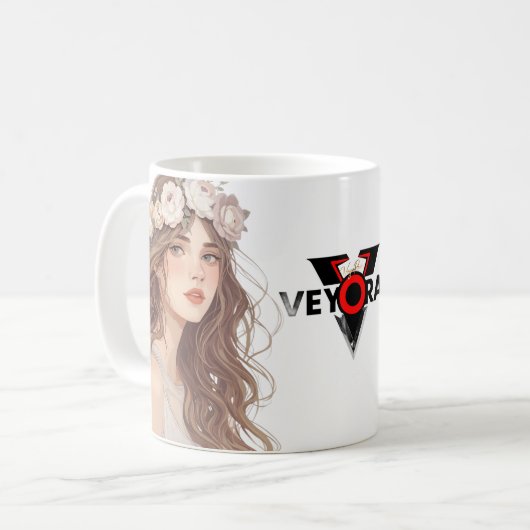Beautiful Floral Anime Girl – Soft Pastel Aesthe Kaffeetasse (Vorderseite Links)
