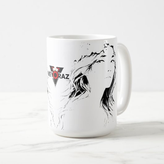 Beautiful Floral Anime Girl – Soft Pastel Aesthe Kaffeetasse (VorderseiteRechts)