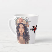 Beautiful Floral Anime Girl – Soft Pastel Aesthe Milchtasse (Linke Ecke)