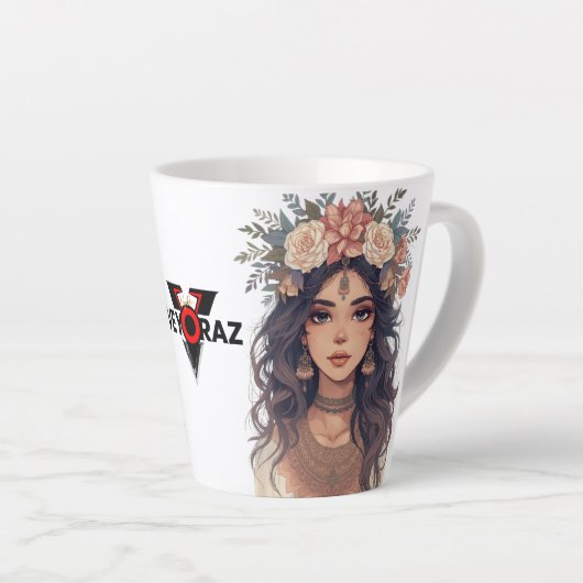 Beautiful Floral Anime Girl – Soft Pastel Aesthe Milchtasse (Rechte Ecke)