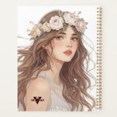 Beautiful Floral Anime Girl – Soft Pastel Aesthe Planer (Rückseite)
