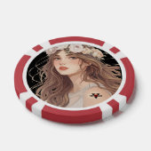 Beautiful Floral Anime Girl – Soft Pastel Aesthe Pokerchips (Einzeln)