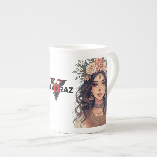 Beautiful Floral Anime Girl – Soft Pastel Aesthe Porzellantasse (Vorderseite Rechts)