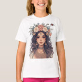 Beautiful Floral Anime Girl – Soft Pastel Aesthe T-Shirt (Vorderseite)