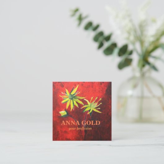 Beautiful floral Artistic Custom Business Card Quadratische Visitenkarte (Stehend Vorderseite)