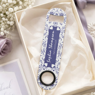 Beautiful Floral Blue Bridesmaid Gastgeschenk Hoch Speed Flaschenöffner