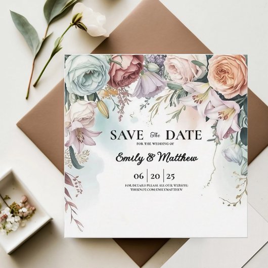Beautiful Floral Bouquet Designer Save the Date