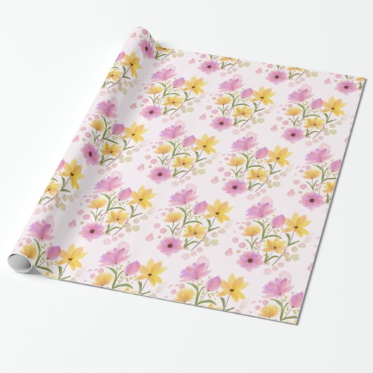 Beautiful Floral Bouquet Pinks Yellows Geschenkpapier (Ungerollt)