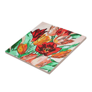 Beautiful Floral Bouquet Tulips Kontur Fliese