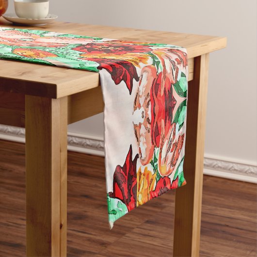 Beautiful Floral Bouquet Tulips Kontur Kurzer Tischläufer (Beispiel)