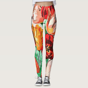 Beautiful Floral Bouquet Tulips Kontur Leggings
