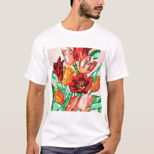 Beautiful Floral Bouquet Tulips Kontur T-Shirt