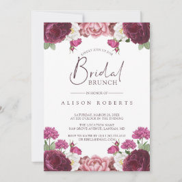 Beautiful Floral Burgundy Bridesmaids Brunch Einladung