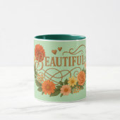 Beautiful Floral Coffee Mug Elegant Gold & Orange Tasse (Zentrum)