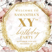 Beautiful Floral Geburtstag Foto Booth Banner Wandteppich