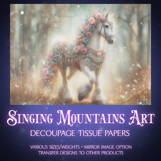 Beautiful Floral Horse In Woodland Decoupage Seidenpapier