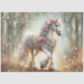Beautiful Floral Horse In Woodland Decoupage Seidenpapier (Vorderseite)