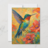 Beautiful Floral Hummingbird Greeting Card Dankeskarte (Vorderseite)