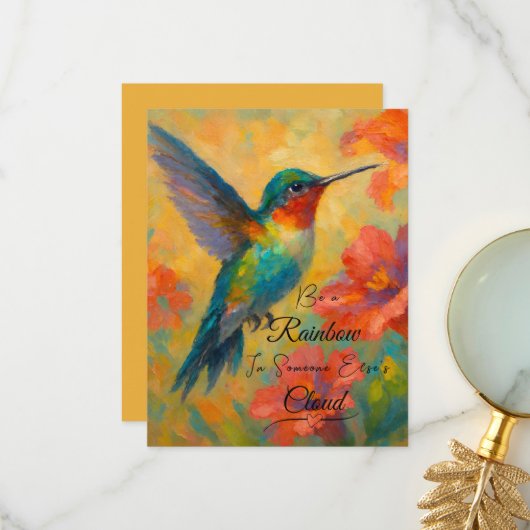 Beautiful Floral Hummingbird Greeting Card Dankeskarte (Vorderseite/Rückseite Beispiel)