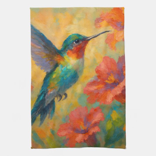 Beautiful Floral Hummingbird Kitchen Towel Geschirrtuch (Vertikal)