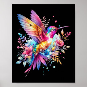 Beautiful Floral Hummingbird Spirituelle Krawatte Poster