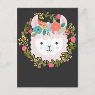 Beautiful Floral Llama Alpaca Blume Postkarte