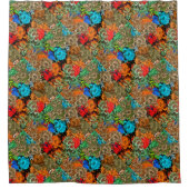 Beautiful Floral mehrfarbiges Muster Red Blue Duschvorhang (Vorderseite)